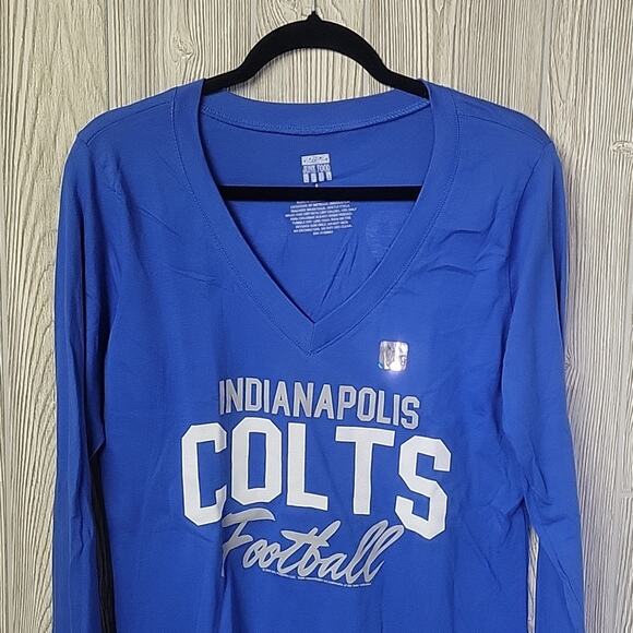 Indianapolis Colts NFL Blue Long Sleeve V Neck Shirt Womens Size Large NEW - Picture 2 of 10